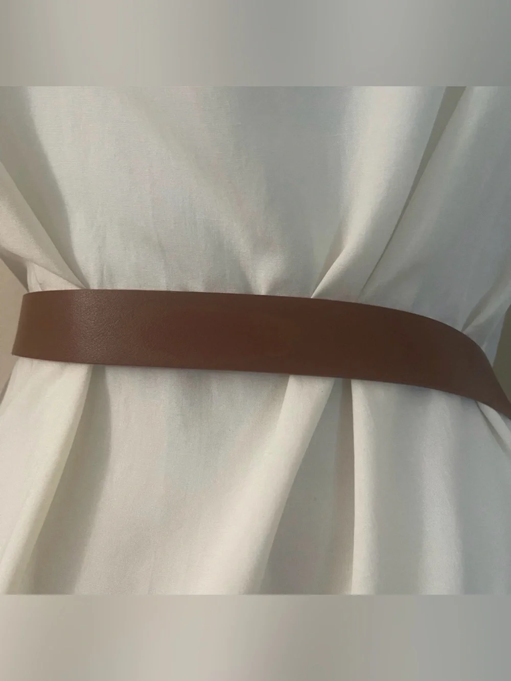 Brown PU leather gold tone buckle with rhinestones details western skinny belt